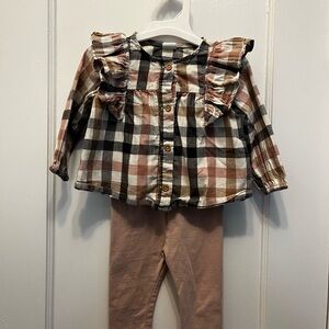 H&M Plaid top and pink pants